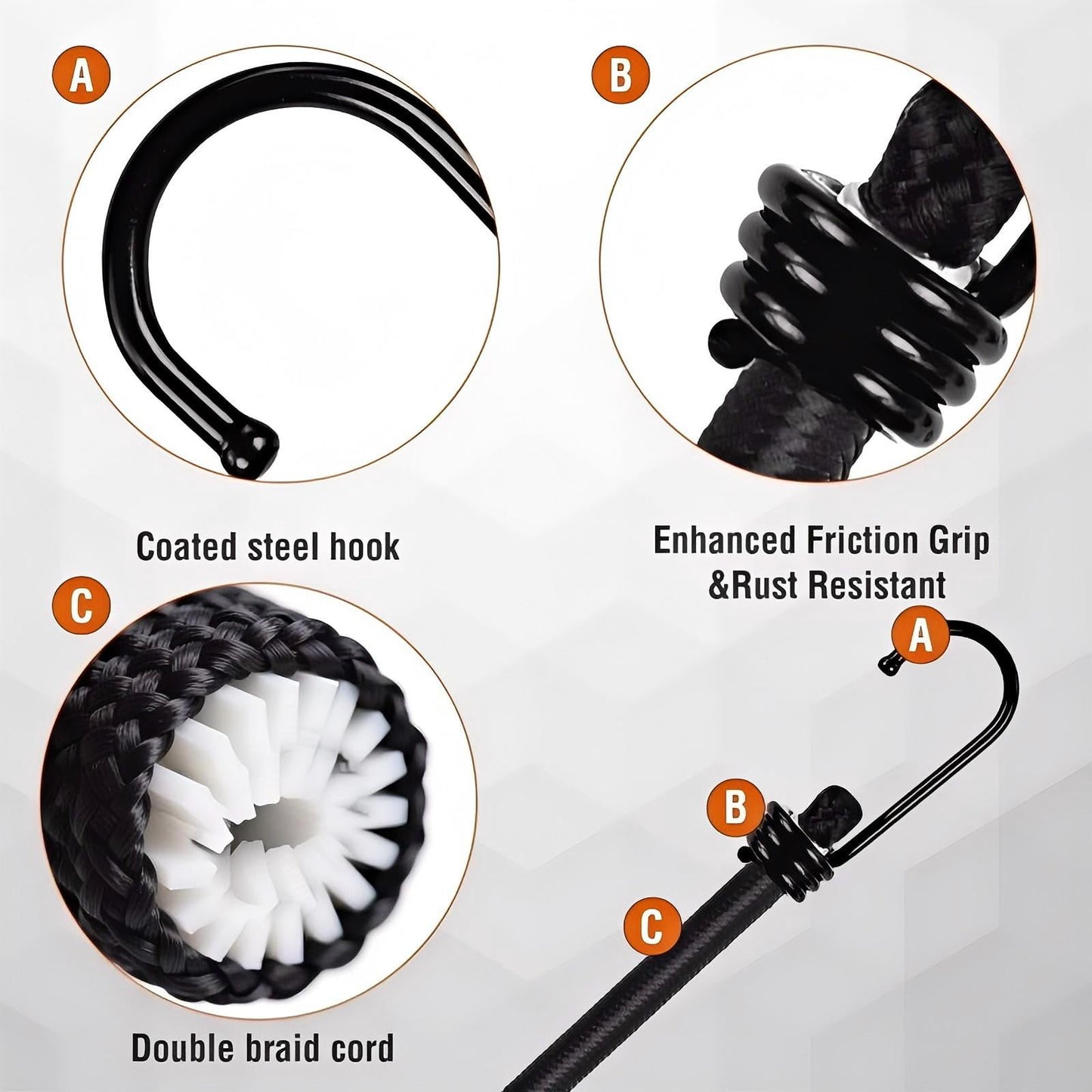 CNDRLEF 12-Pack Heavy Duty Bungee Cords with Hooks, 8mm Elastic Rope Set for Outdoor, Camping, Bike Tarp, Luggage & Storage (5x15.7in, 5x23.6in, 2x35.4in) - 77LBS Tensile Strength