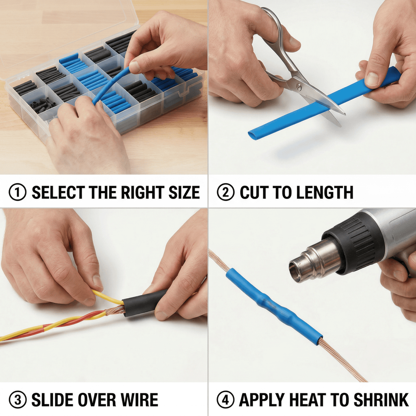 CNDRLEF Heat Shrink Tubing Kit, 800PCS 12 Sizes 2:1 Polyolefin Wire Shrink Wrap Tubes, 45mm Multicolor with Case for Cable Repair