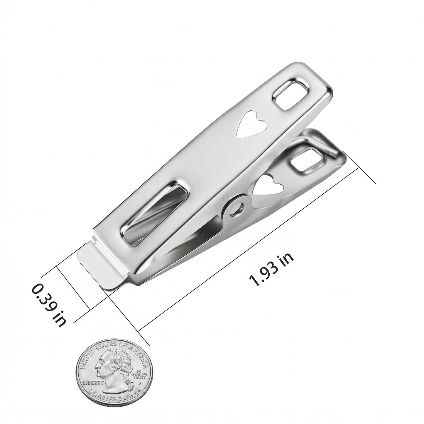 CNDRLEF Stainless Steel Clothespins, 50 Pack Heavy Duty Metal Laundry Clips for Clothesline, Snack Bags, Towels, Notes and Photos
