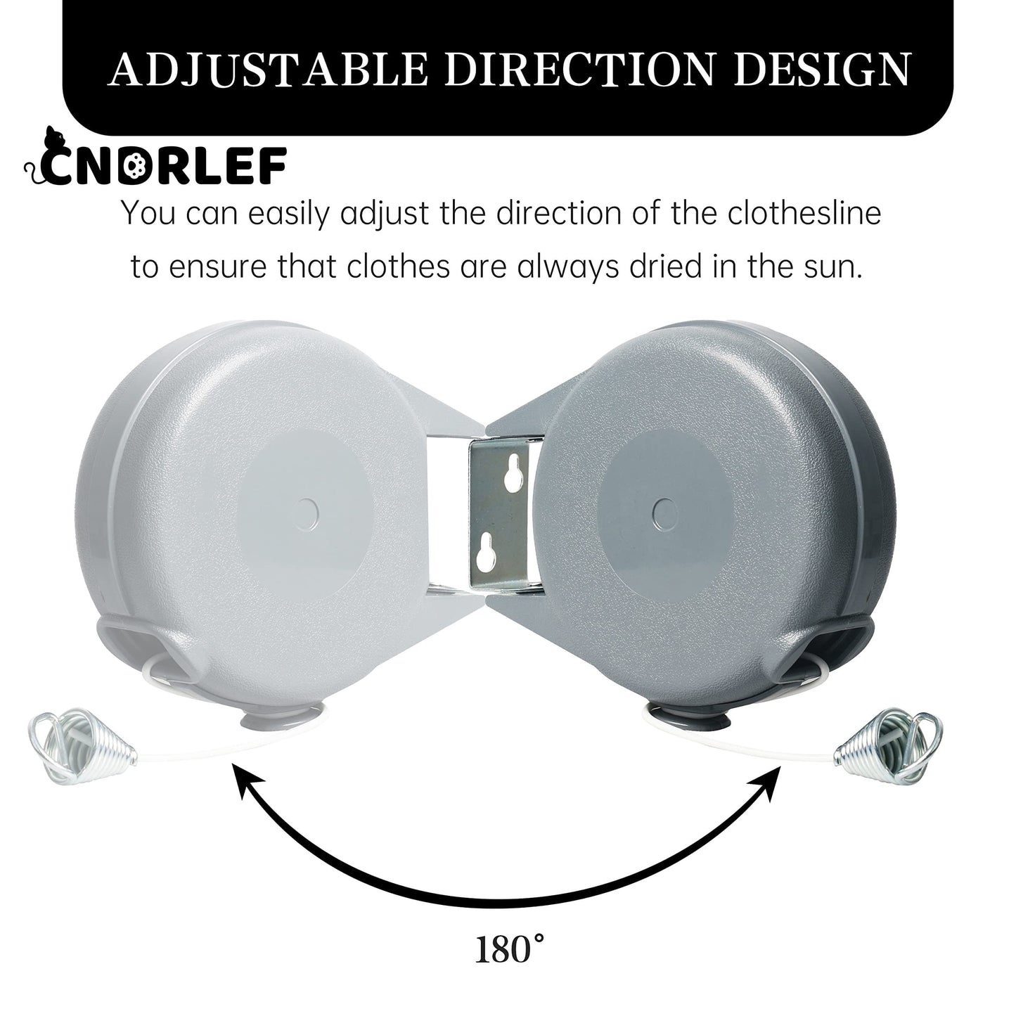 CNDRLEF Retractable Clothesline - Portable Heavy Duty Indoor and Outdoor Washing Line - 49 Feet PVC Retracting Clothes Line with Wall Mount Hang The Wet Dry Clothing Laundry - Easy Installation