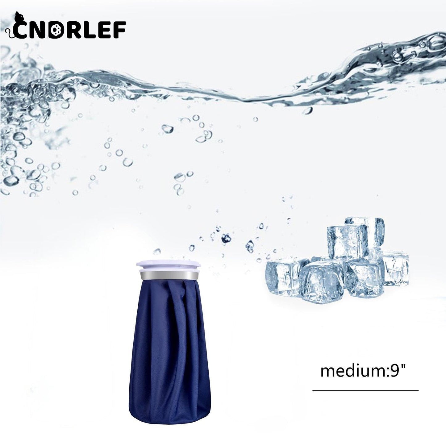 CNDRLEF Hot & Cold Compress Pack 9" - Deep Blue Reusable Ice Bag Wrap with 100cm Adjustable Strap for Pain Relief, Sprains & Swelling Relief