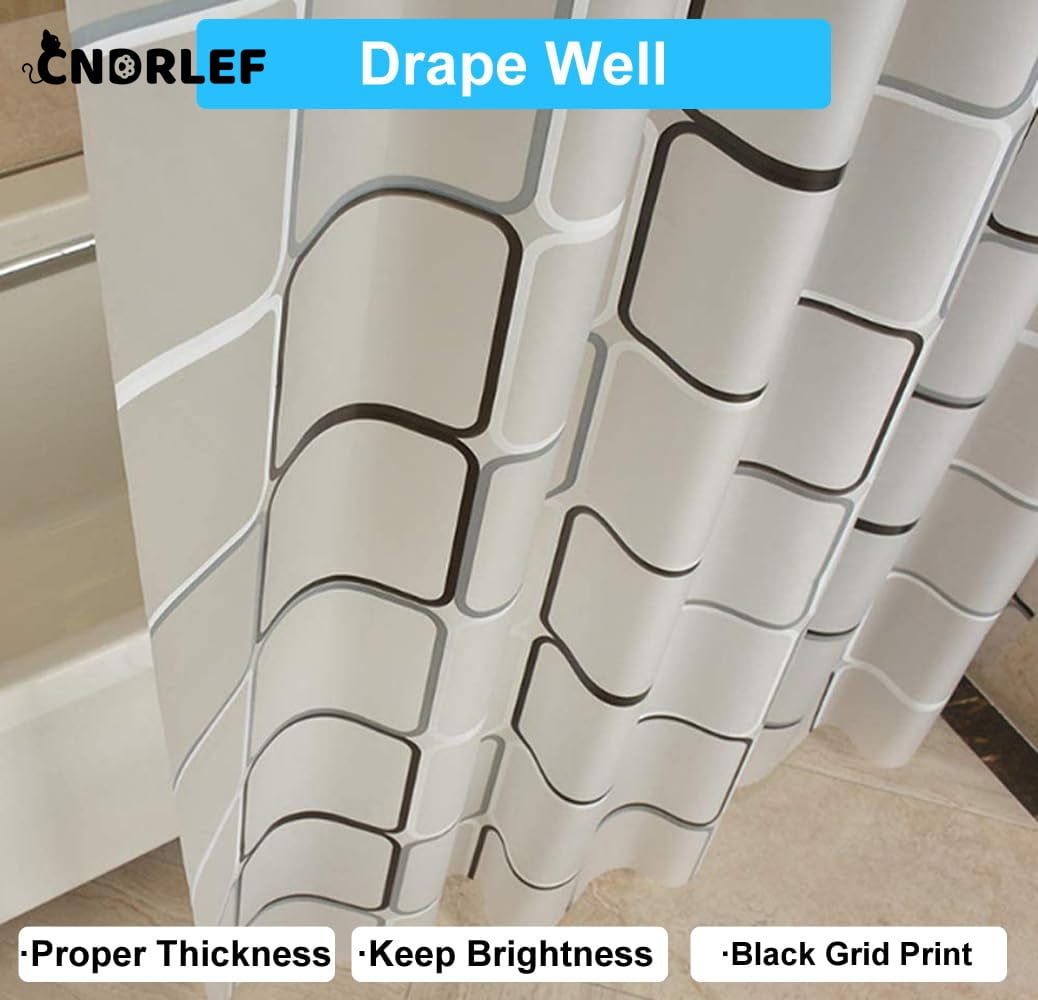CNDRLEF Shower Curtain Liner, 4G PEVA Square Shower Liner, Plastic Waterproof Shower Curtains, 72x72 inch with Grommet Holes 3 Magnetic Weights