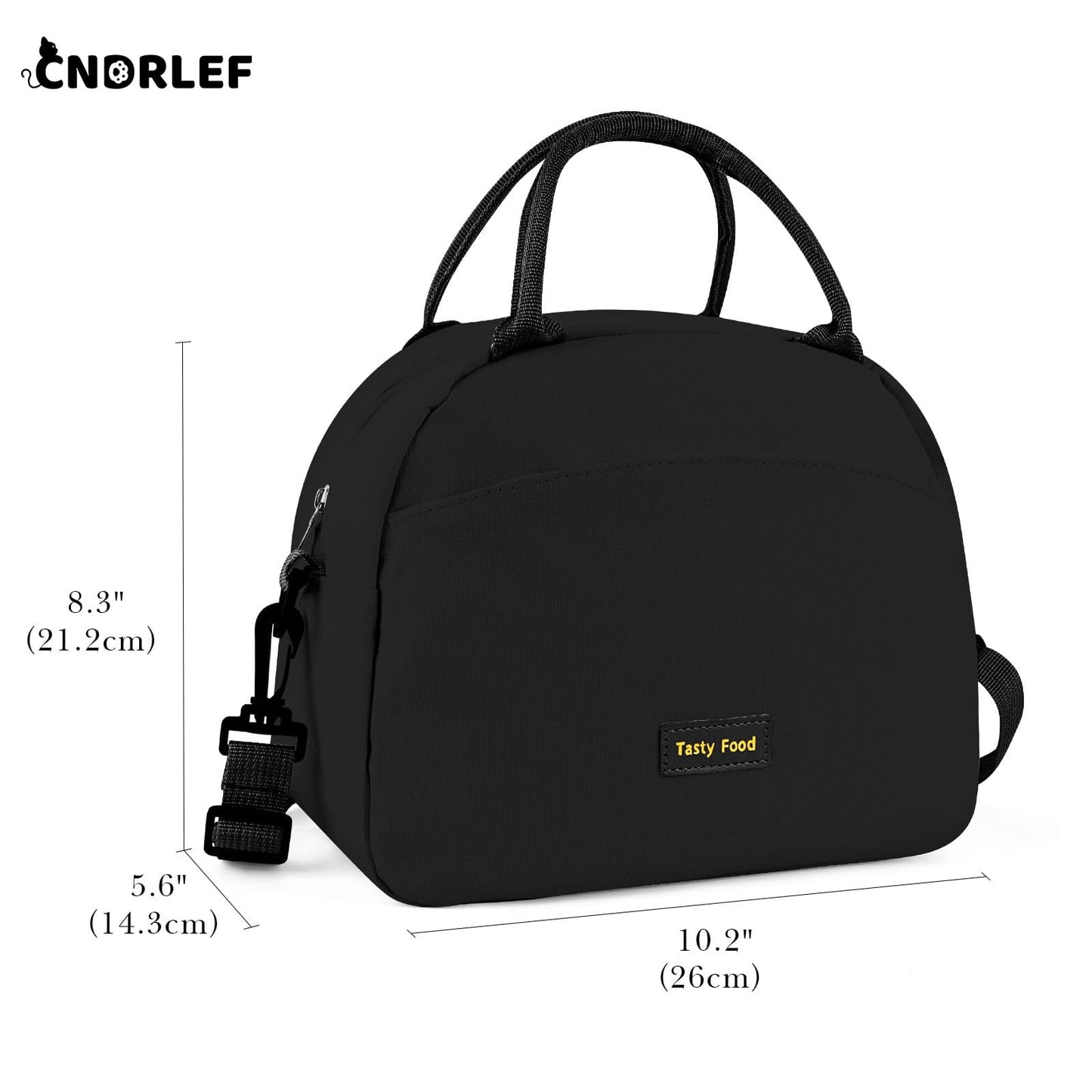 CNDRLEF Insulated Lunch Bag for Men & Women - Leakproof Cooler Tote with Shoulder Strap, Water Resistant Reusable Lunch Box for Work, Picnic, Beach, Travel (Black)