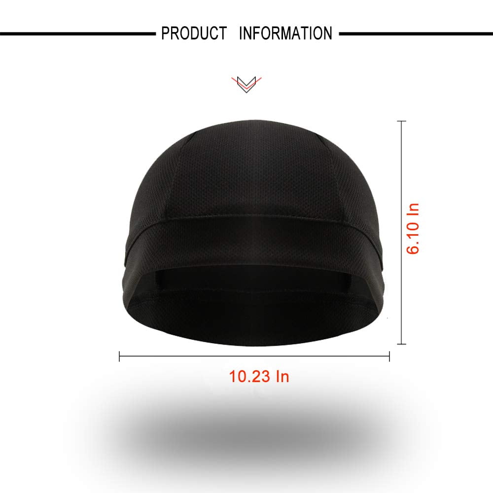 CNDRLEF 4 Pack Black Skull Cap Helmet Liner - Cooling Sweat Wicking Beanie for Cycling, Running, Work Safety Hat for Men & Women