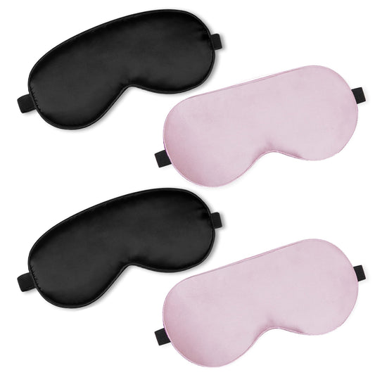 CNDRLEF Real Mulberry Silk 4 Pack Sleep Mask, Natural Pure Silk Eye Masks with Adjustable Strap for Sleeping, 99% Block Light Eye Sleep Shade Cover, Reduces Puffy Eyes Traveling Gifts