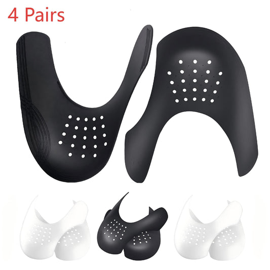 CNDRLEF 4 Pairs Shoe Crease Protectors for Sneakers, Anti-Crease Guard Inserts - Fits Men 7 -13/Women 5-8.5 (2 Big & 2 Small, Black+White)