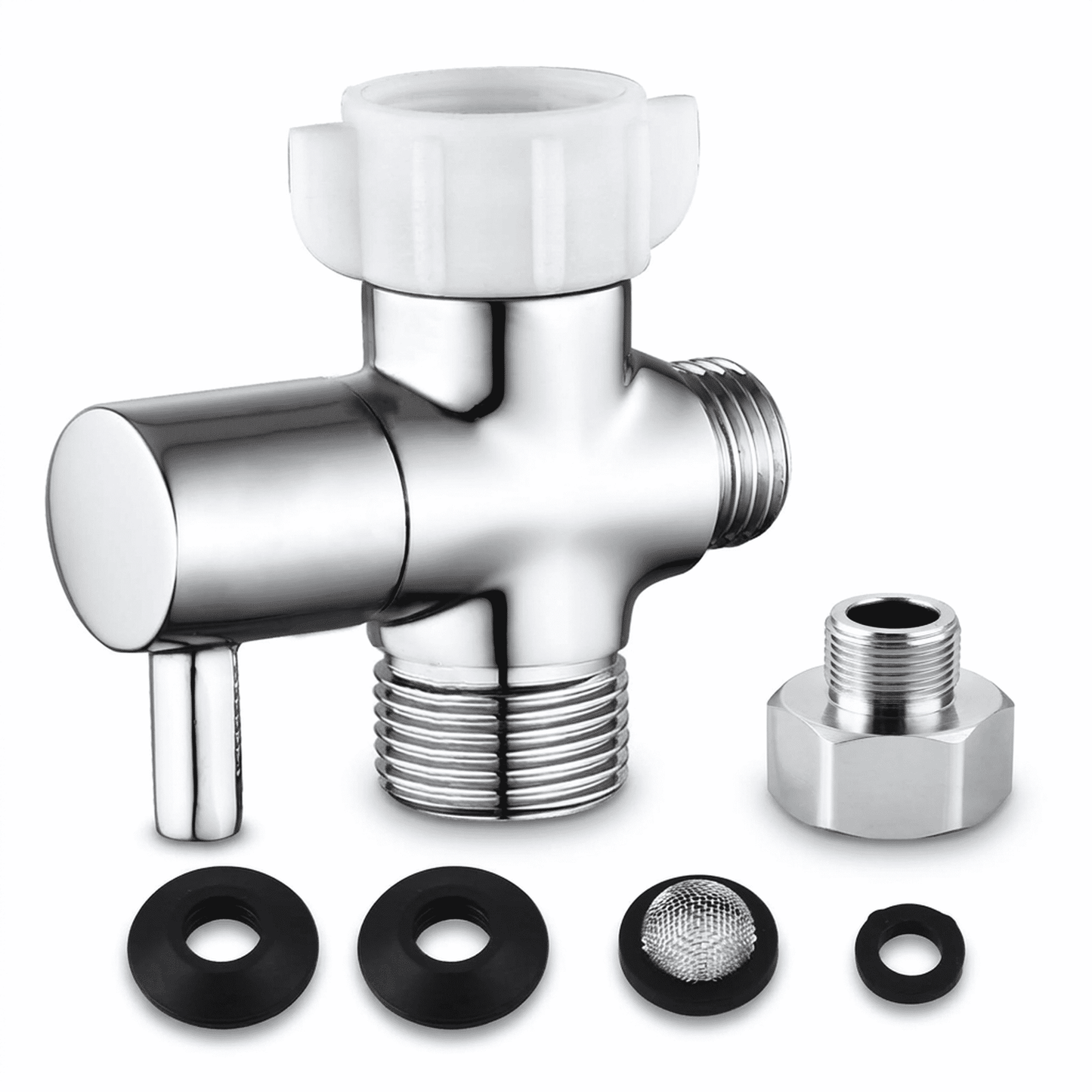 CNDRLEF Bidet T Adapter with Shut-Off Valve, Solid Brass 7/8 x 7/8 x 1/2 Tee Connector, 3/8 Adapter Included for Toilet Bidet Sprayer