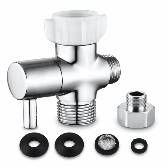 CNDRLEF Bidet T Adapter with Shut-Off Valve, Solid Brass 7/8 x 7/8 x 1/2 Tee Connector, 3/8 Adapter Included for Toilet Bidet Sprayer