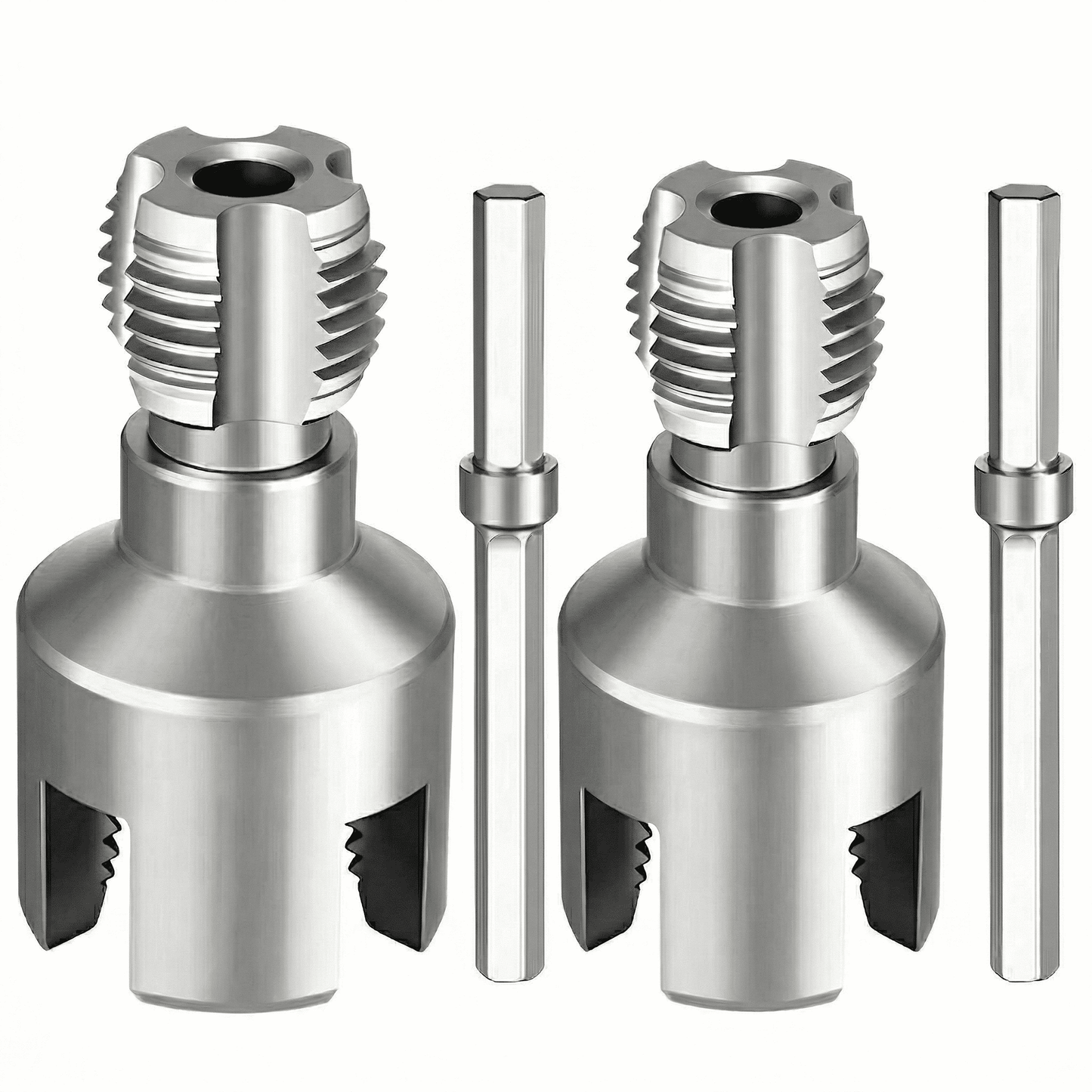 CNDRLEF PVC Pipe Threading Tool Kit, 2 Pack 1/2" & 3/4" Internal External Pipe Thread Cutter, Drill Compatible for PVC CPVC PPR PE Plastic Pipe