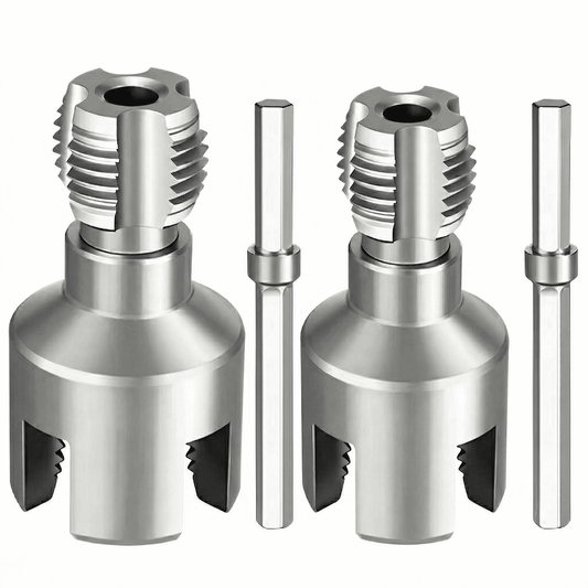 CNDRLEF PVC Pipe Threading Tool Kit, 2 Pack 1/2" & 3/4" Internal External Pipe Thread Cutter, Drill Compatible for PVC CPVC PPR PE Plastic Pipe