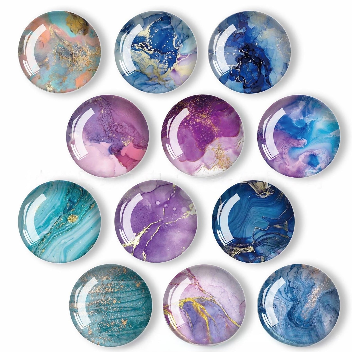 CNDRLEF 12 PCS Glass Fridge Magnets, Island Ocean Scenery Round Refrigerator Magnets for Whiteboard, Locker, Cabinet, Dishwasher Decor