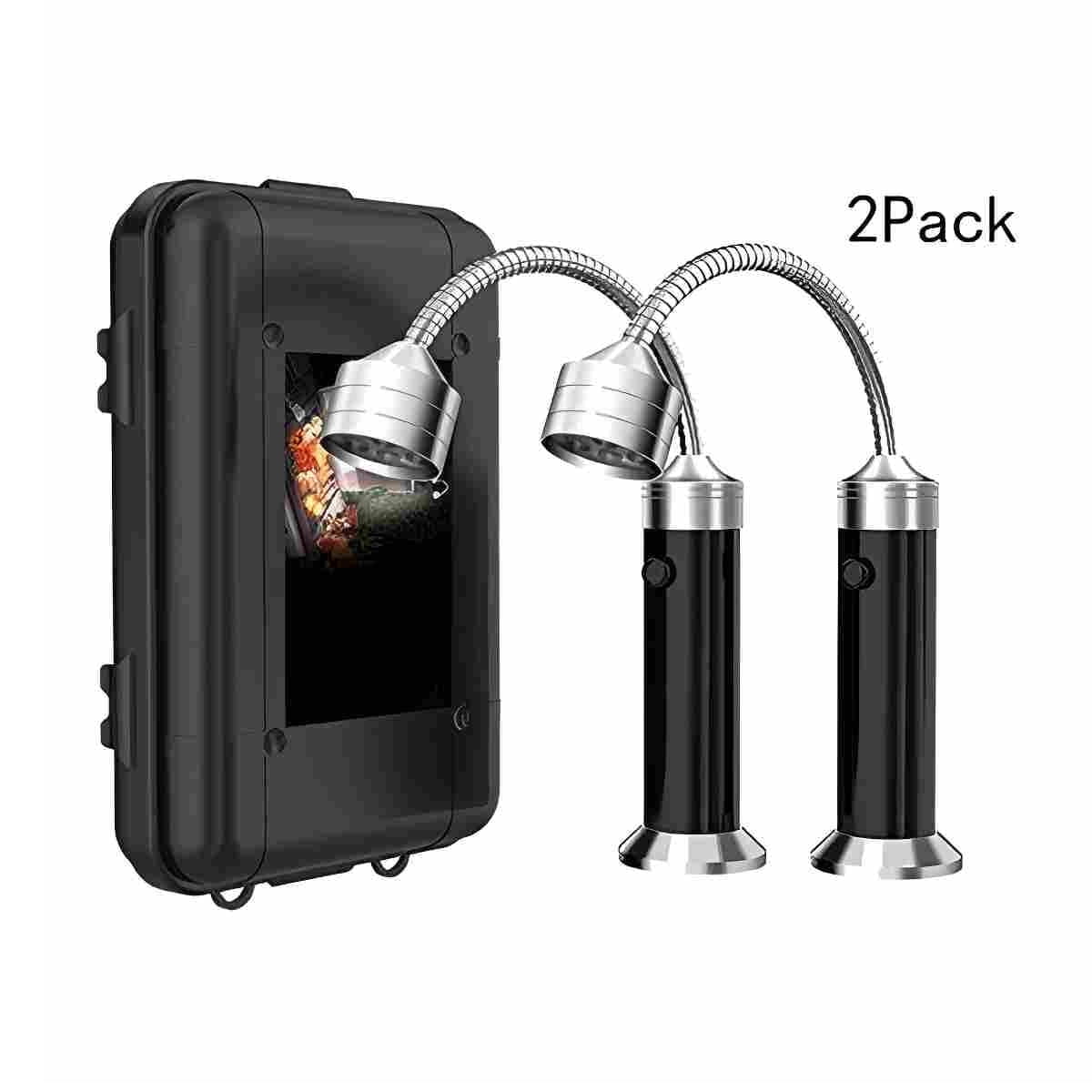 CNDRLEF 2-Pack Grill Lights with Case, Super Bright 9-LED Magnetic BBQ Light, Flexible Gooseneck Outdoor Cooking Light for Traeger Pit Boss Smoker, Grill Accessories
