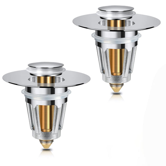 CNDRLEF 2-Pack Bathroom Sink Stopper with Hair Catcher – Universal Pop-Up Drain Strainer for 1.1–1.5 inch US Standard Sink Drain Holes, Anti-Clog Basin Stopper