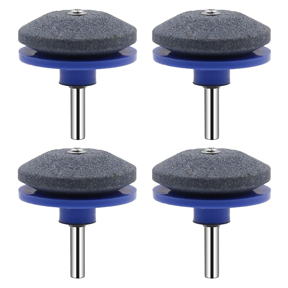 CNDRLEF 4-Pack Deep Blue Lawn Mower Blade Sharpener for Power Drills - Universal Sharpening Kit for Lawnmower, Tractor & Garden Tools