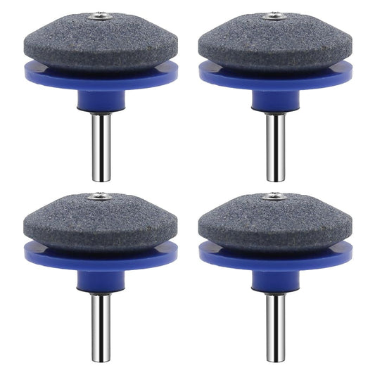 CNDRLEF 4-Pack Deep Blue Lawn Mower Blade Sharpener for Power Drills - Universal Sharpening Kit for Lawnmower, Tractor & Garden Tools