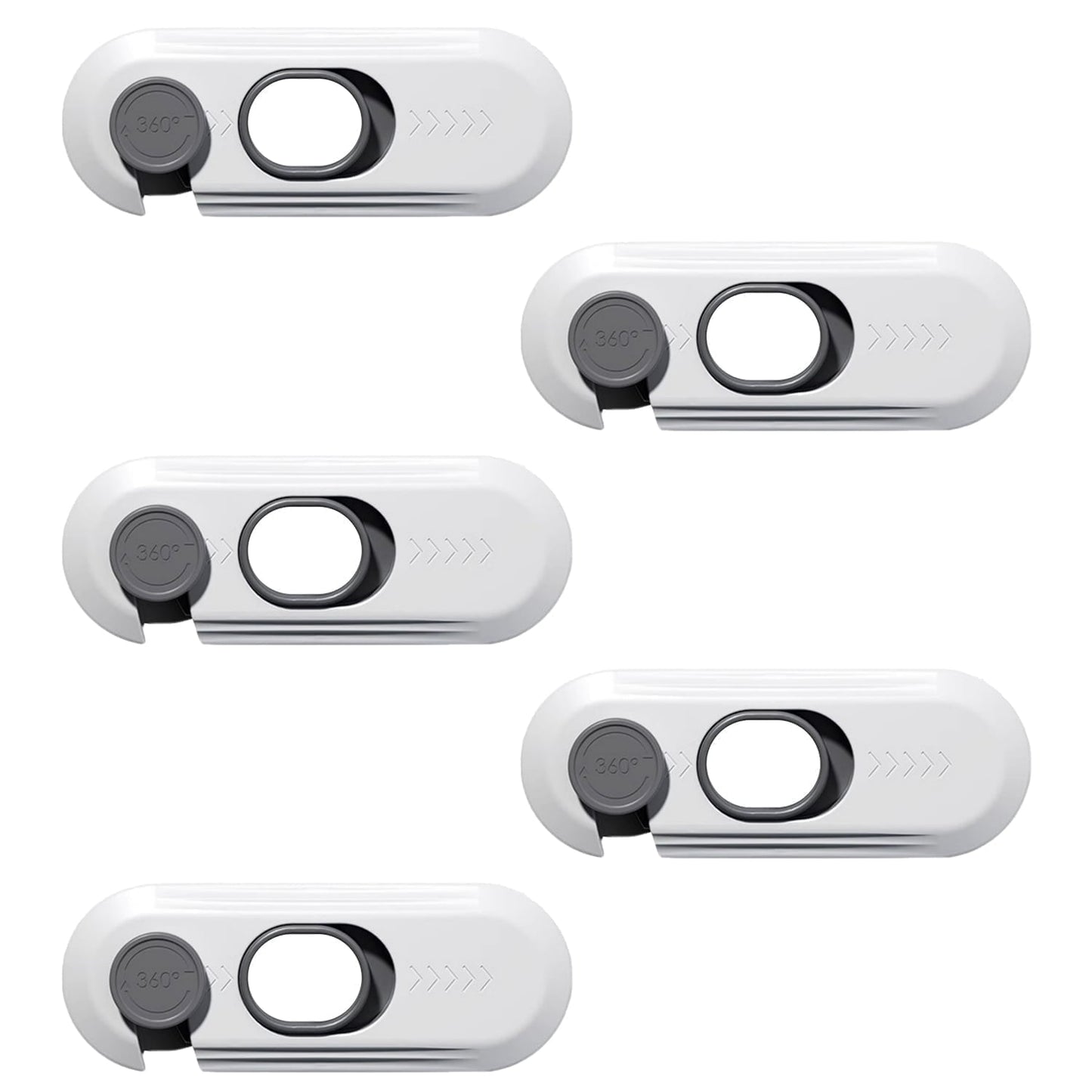 CNDRLEF Childproof Cabinet Locks 5 Pack - No Drill Adhesive Safety Latches for Cabinets, Drawers, Fridge, Pantry & Closet, Baby Proofing White