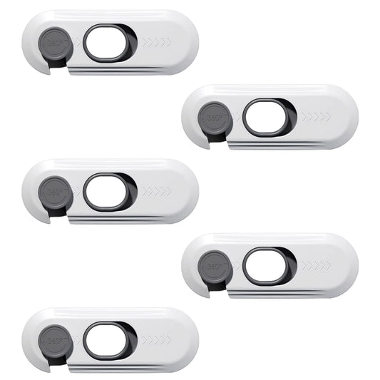CNDRLEF Childproof Cabinet Locks 5 Pack - No Drill Adhesive Safety Latches for Cabinets, Drawers, Fridge, Pantry & Closet, Baby Proofing White