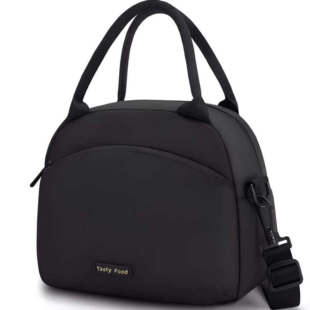 CNDRLEF Insulated Lunch Bag for Men & Women - Leakproof Cooler Tote with Shoulder Strap, Water Resistant Reusable Lunch Box for Work, Picnic, Beach, Travel (Black)