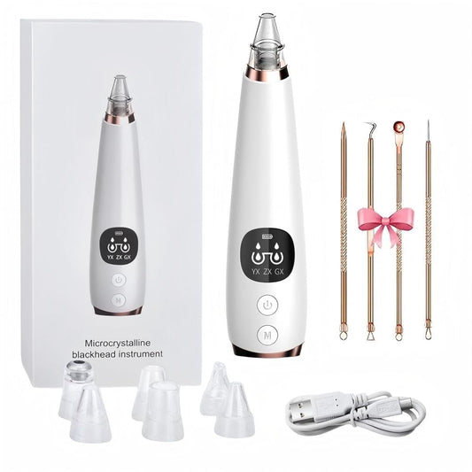 CNDRLEF  Latest Blackhead Remover Pore Vacuum Kit - 10 Pc Set w/1 Host, 5 Suction Probes, 4 Comedone Extractors, 3 Power Levels & USB Rechargeable Facial Tool