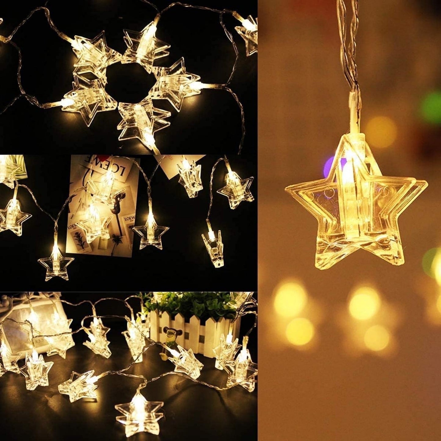 CNDRLEF Photo String Lights with Clips for Hanging: 10FT 20 LED Photo Clip String Lightsdoor Bedroom Room Dorm Wall Decor ，- Christmas Party Wedding Romantic Lighting