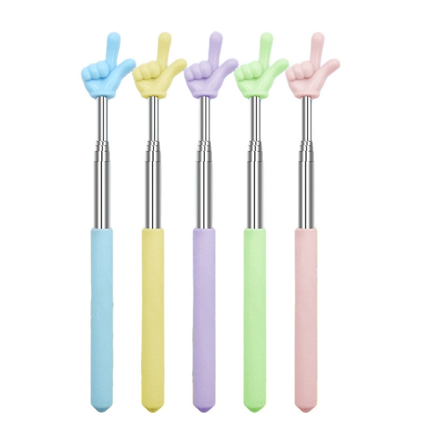 CNDRLEF 5 Pack Extendable Teacher Pointer Stick for Classroom, Presentations, Whiteboard - Telescoping Hand Pointer with 5 Colors, Sturdy & Non-Slip Grip