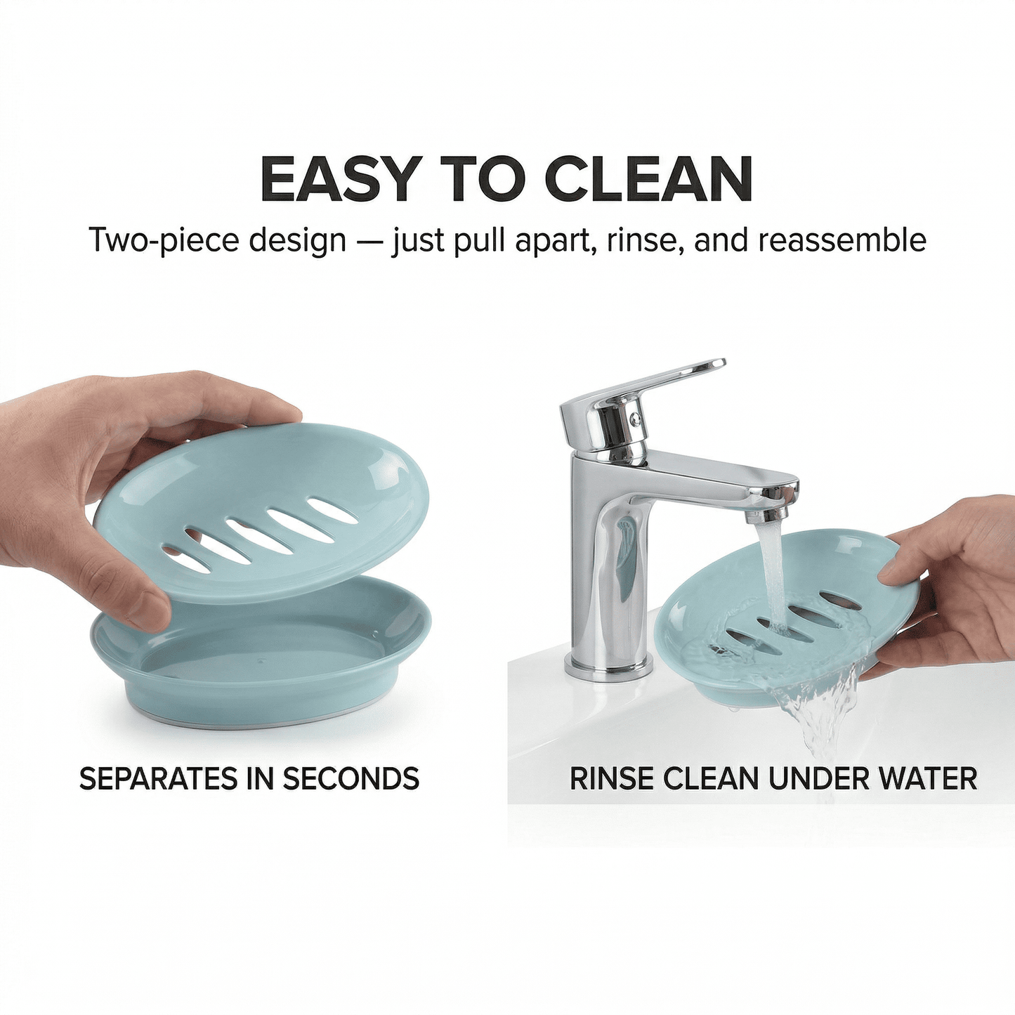 CNDRLEF 2 Pack Soap Dish with Drain, Double Layer Soap Holder, Easy Clean Plastic Soap Saver Tray for Bathroom, Shower, Kitchen Sink, Blue