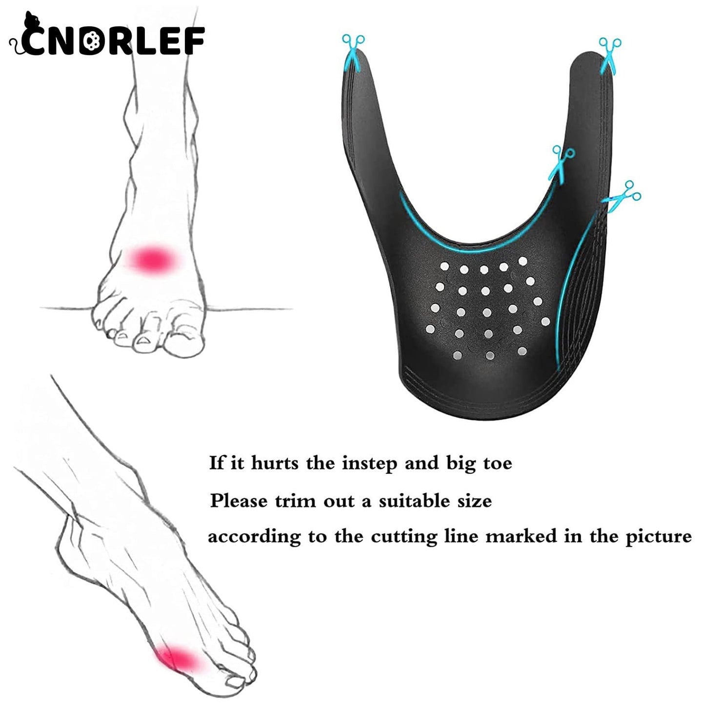 CNDRLEF 4 Pairs Shoe Crease Protectors for Sneakers, Anti-Crease Guard Inserts - Fits Men 7 -13/Women 5-8.5 (2 Big & 2 Small, Black+White)