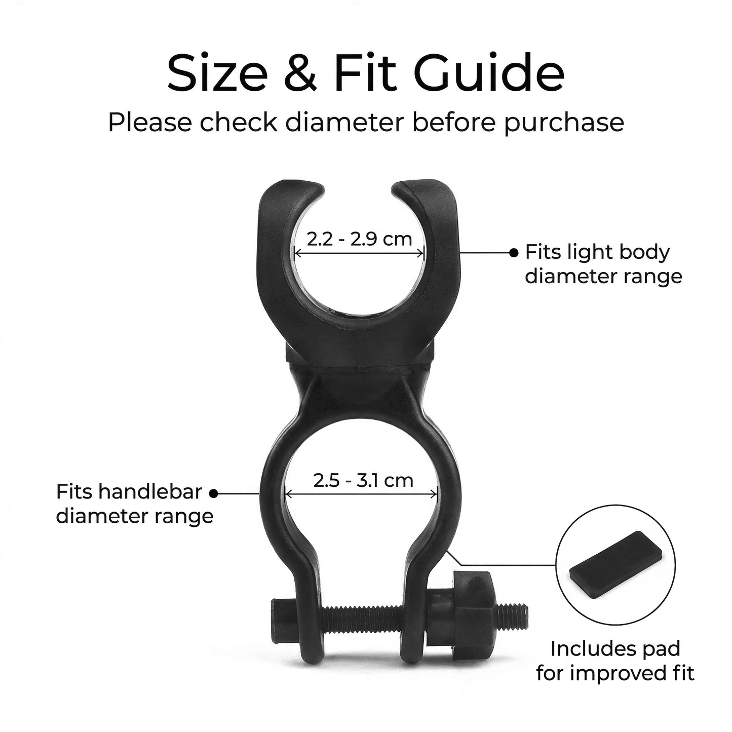 CNDRLEF 2 Pack Bike Flashlight Mount & Cane Holder Clip, 360° Adjustable Clamp for Handlebar, Walker, Wheelchair & Crutch, Fits 0.87-1.14 in