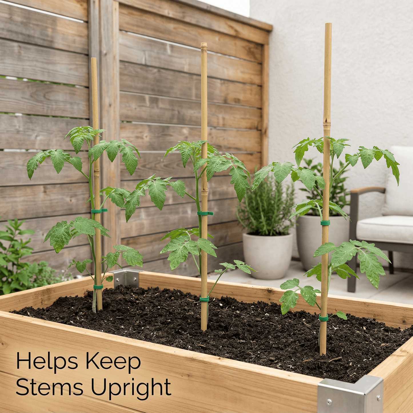 CNDRLEF Natural Bamboo Plant Stakes, 18 Inch Garden Support Sticks for Tomatoes, Orchids, Peppers & Potted Plants, 20 Pack with 20 Twist Ties