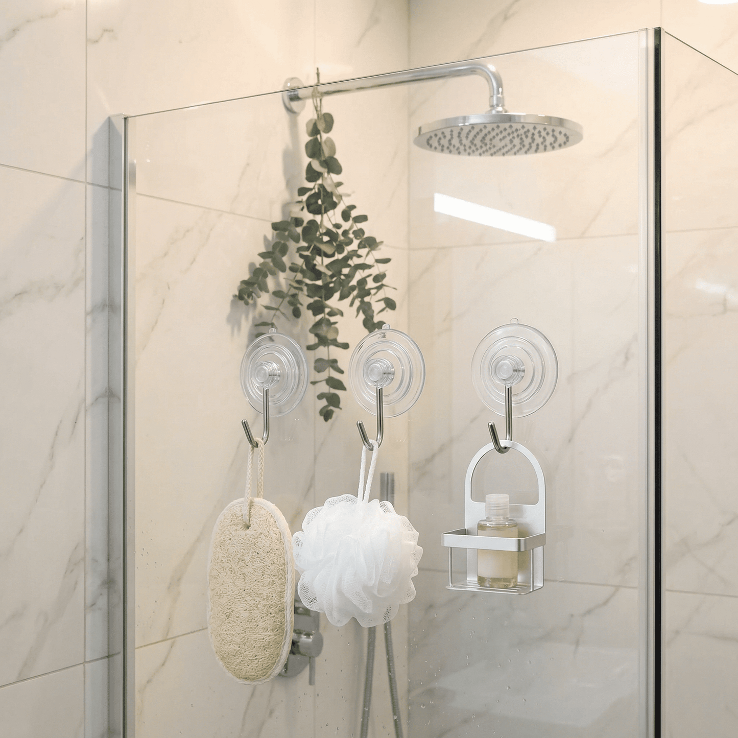 CNDRLEF Clear Suction Cup Hooks 10 Pack, 2.36 Inch Reusable No-Drill Shower Hooks for Glass, Tile, Mirror, Bathroom & Kitchen