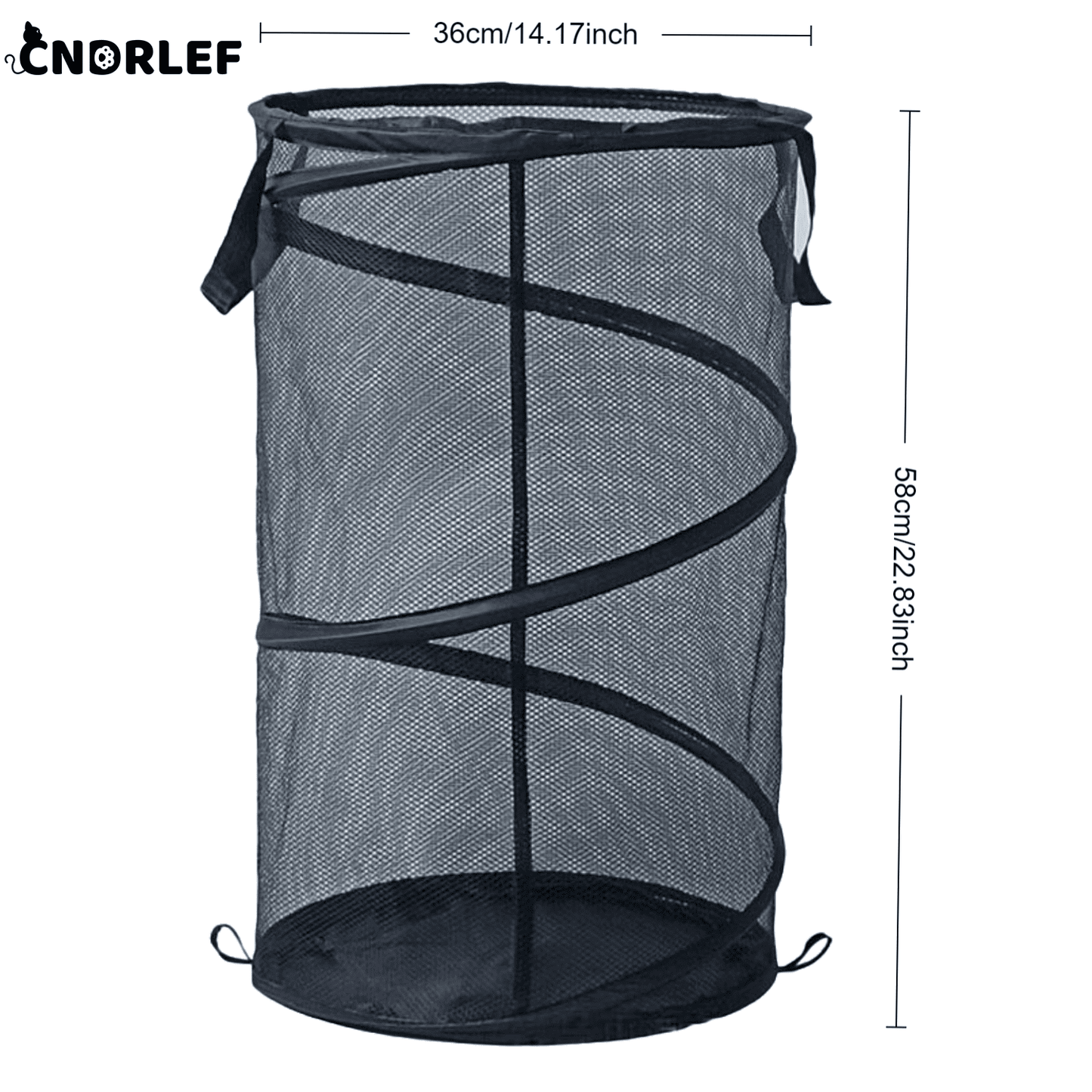 CNDRLEF 75L Pop Up Laundry Hamper, Foldable Mesh Laundry Basket with Handles, Collapsible Clothing Storage for Home, Dorm, Travel (Black)
