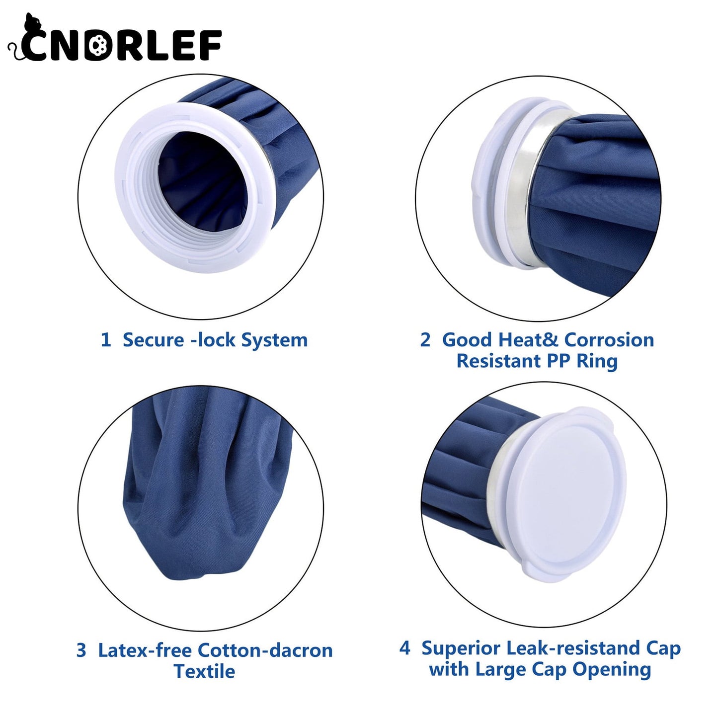 CNDRLEF Hot & Cold Compress Pack 9" - Deep Blue Reusable Ice Bag Wrap with 100cm Adjustable Strap for Pain Relief, Sprains & Swelling Relief