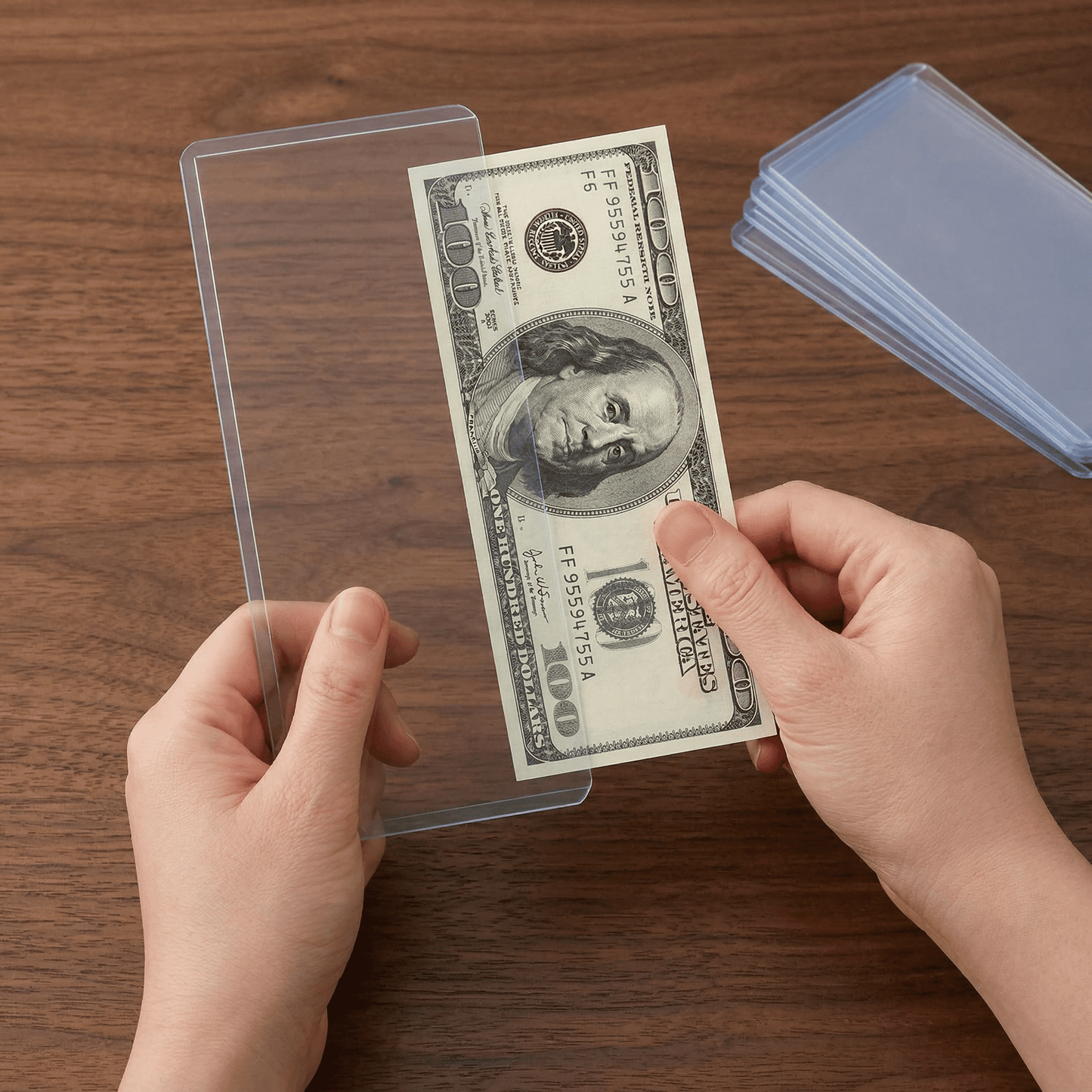 CNDRLEF 24 Pack Dollar Bill Sleeves, Clear Semi-Rigid PVC Currency Holders, Waterproof Money Protectors for Collectors, 6.8 x 2.9 in, Top-Load