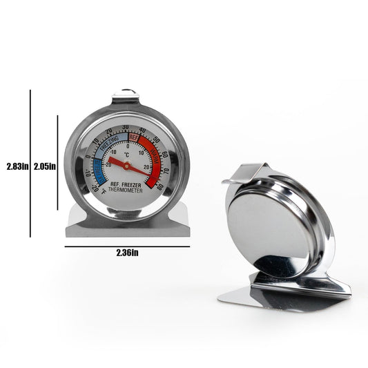 CNDRLEF Large Dial Refrigerator Freezer Thermometer, 4 Pack - Easy-Read Hanging or Standing Dual Mount Fridge Freezer Thermometers for Accurate Temp