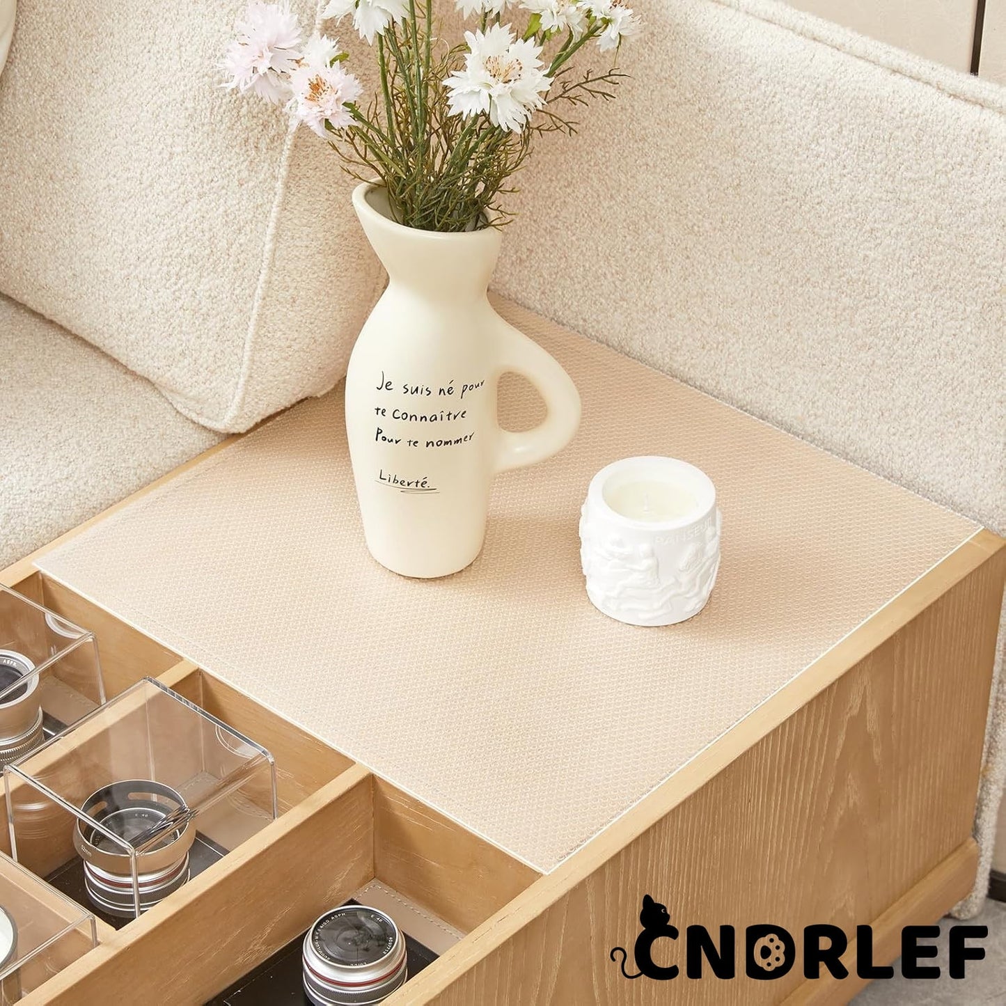 CNDRLEF  Shelf Liner,  Non-Adhesive Drawer & Cabinet Liner, Waterproof Oil Proof Non-Slip Mat, Easy to Cut for Kitchen, Fridge, Pantry, Bathroom, Cabinet Protector