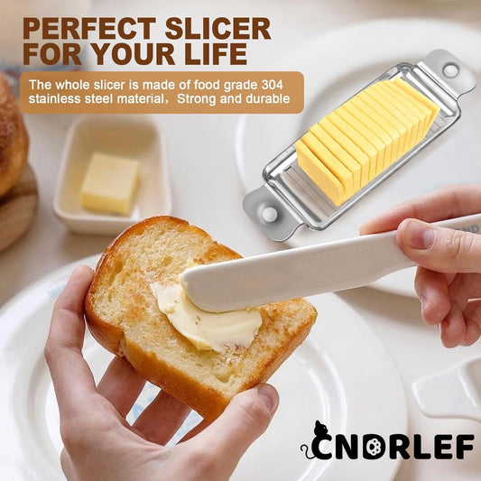 CNDRLEF Stainless Steel Cheese and Butter Slicer - Multipurpose Cutter for Blocks, Dishwasher Safe