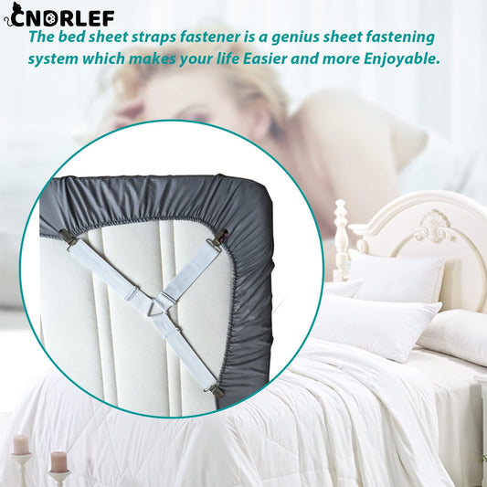 CNDRLEF Bed Sheet Straps 6PCS - Adjustable Elastic Fasteners for Full Size Mattress, Secure Corner Clips