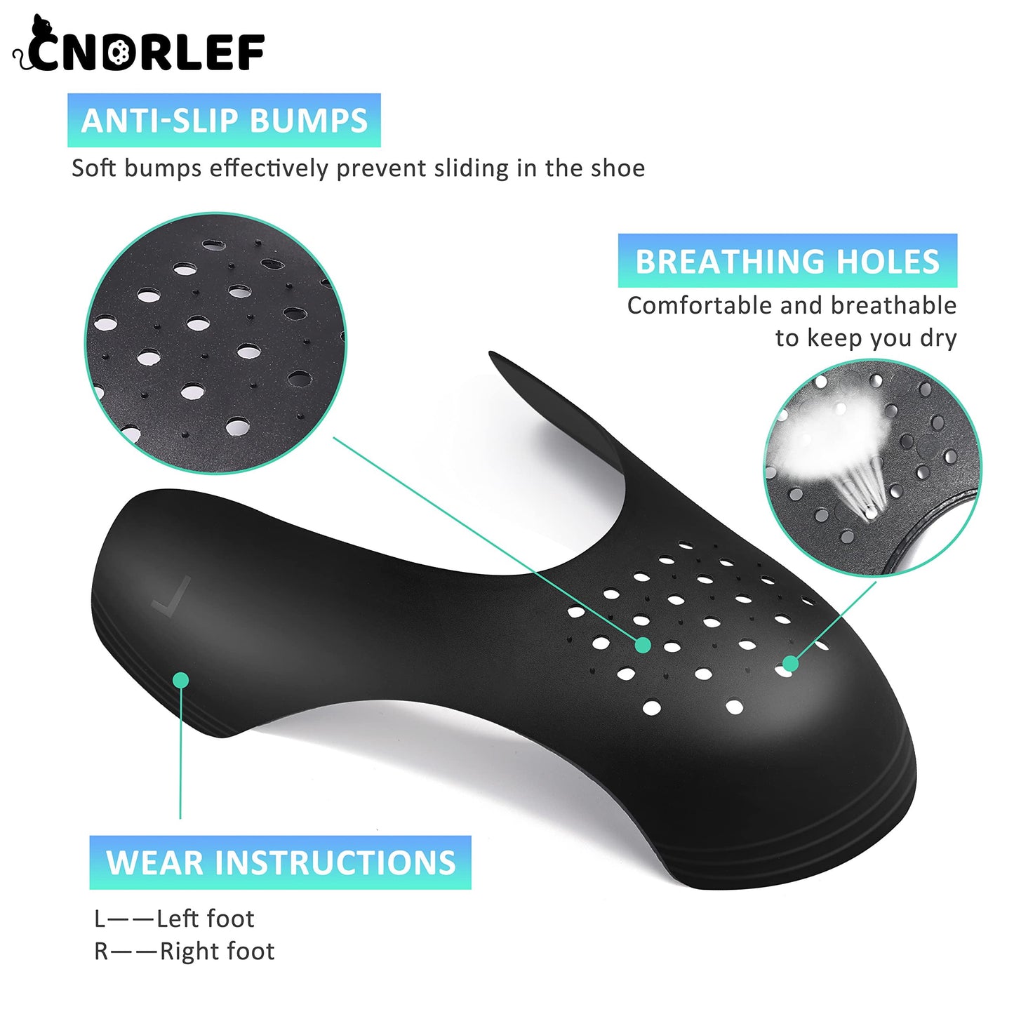 CNDRLEF 4 Pairs Shoe Crease Protectors for Sneakers, Anti-Crease Guard Inserts - Fits Men 7 -13/Women 5-8.5 (2 Big & 2 Small, Black+White)