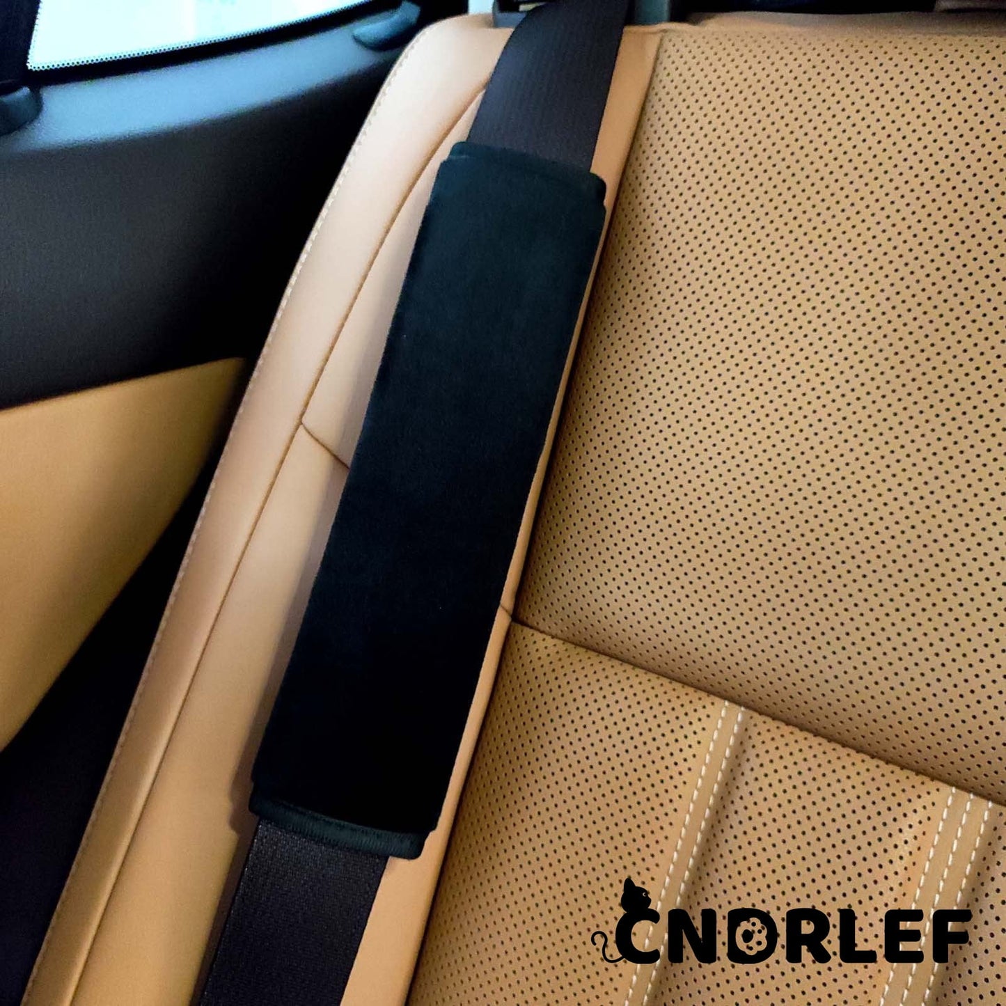 CNDRLEF Universal Car Seat Belt Cushion Pads (2-Pack) - Soft Comfort Shoulder Pad Cover for Adults, Anti-Slip & Anti-Chafing - Black