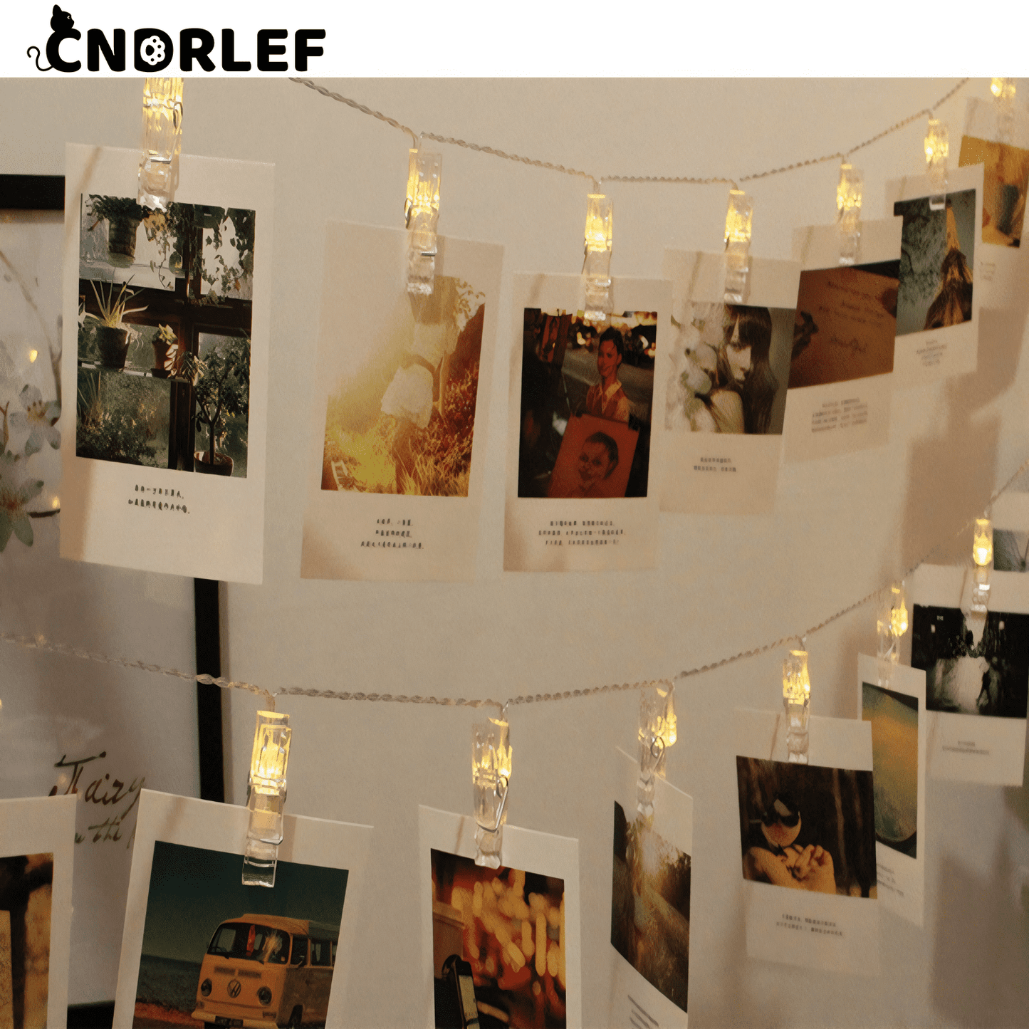 CNDRLEF Photo String Lights with Clips for Hanging: 20FT 40 LED Photo Clip String Lightsdoor Bedroom Room Dorm Wall Decor ，- Christmas Party Wedding Romantic Lighting