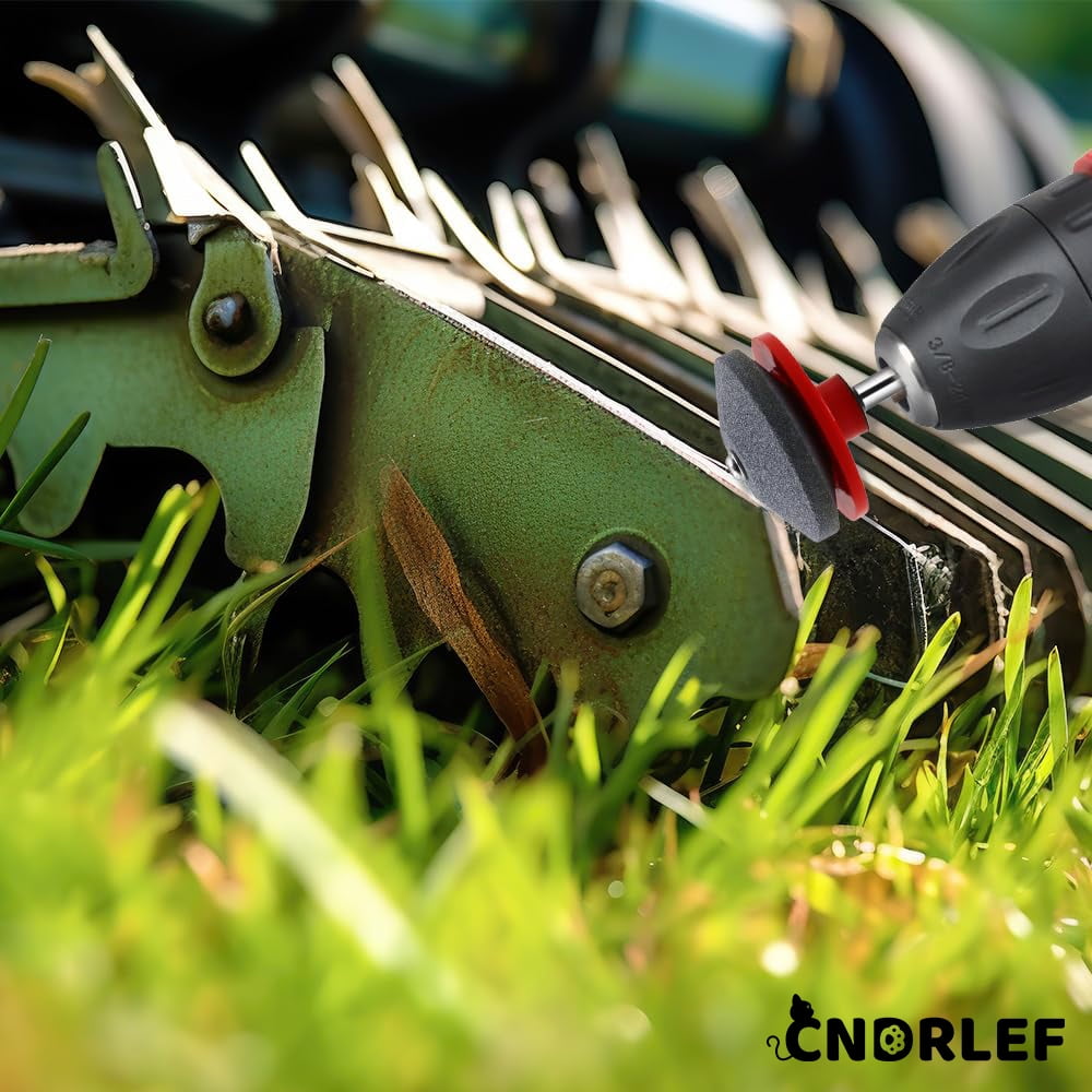 CNDRLEF 4-Pack Deep Blue Lawn Mower Blade Sharpener for Power Drills - Universal Sharpening Kit for Lawnmower, Tractor & Garden Tools