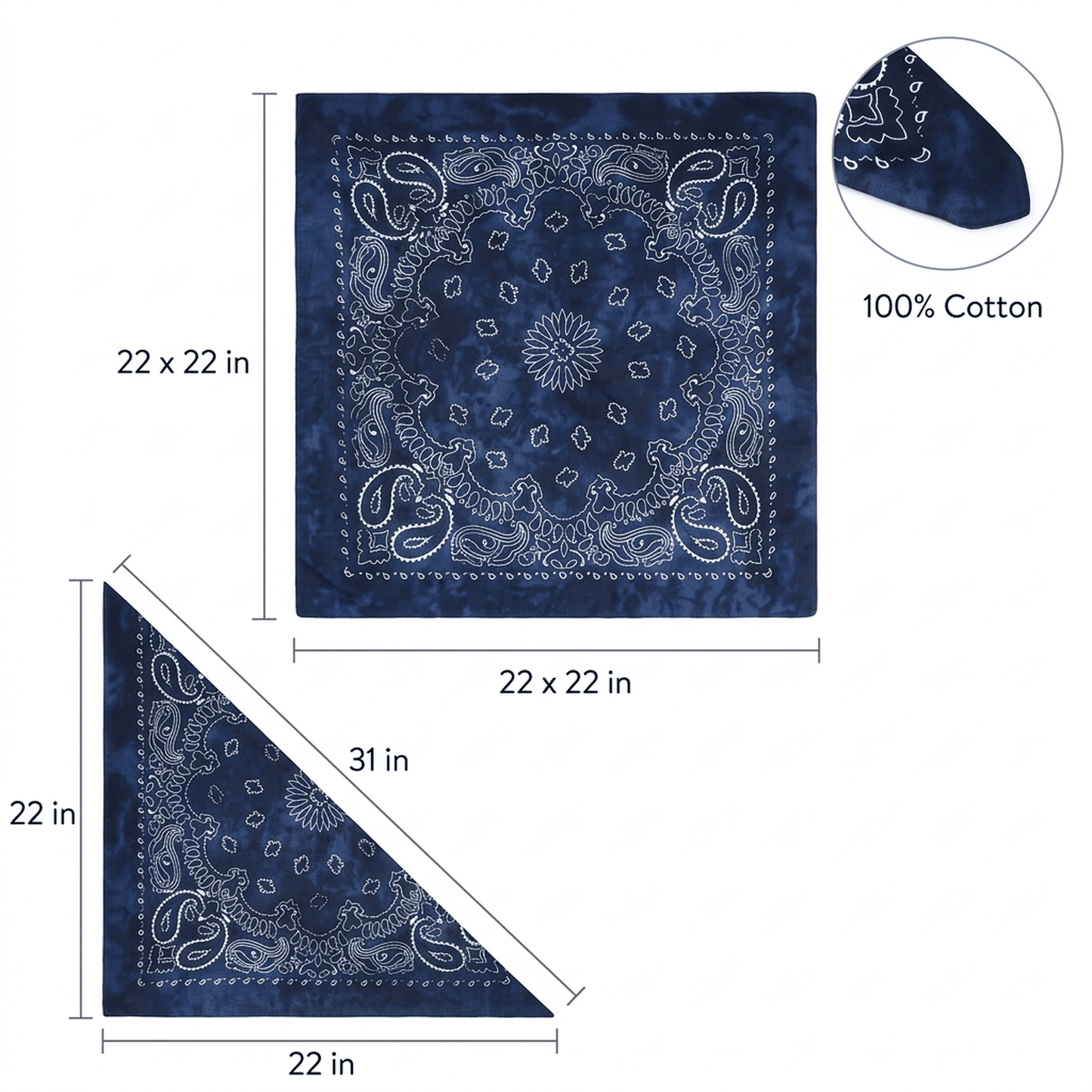 CNDRLEF 12 Pack Tie Dye Paisley Bandanas for Women Men, 100% Cotton 22 x 22 Inch Multicolor Head Scarf Hair Wrap Cowboy Bandana