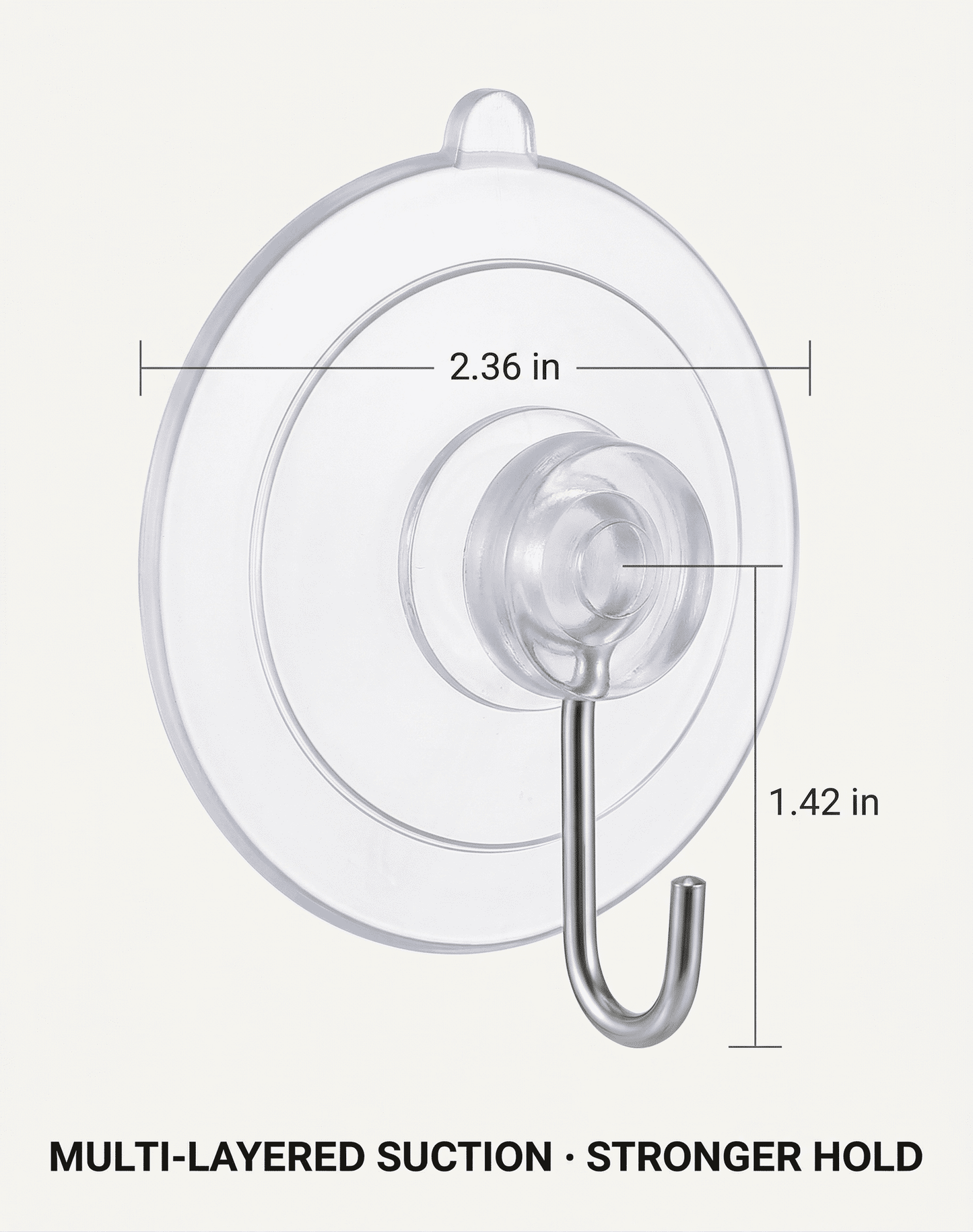 CNDRLEF Clear Suction Cup Hooks 10 Pack, 2.36 Inch Reusable No-Drill Shower Hooks for Glass, Tile, Mirror, Bathroom & Kitchen