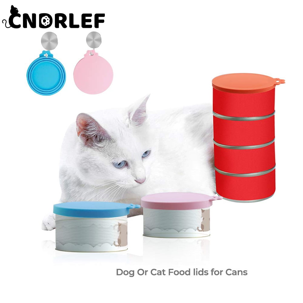 CNDRLEF 4-Pack Universal Silicone Pet Food Can Covers & Lids + 1 Multifunction Bottle Opener Combo Set (Fit 3 Sizes - Dog & Cat Food Can Toppers)